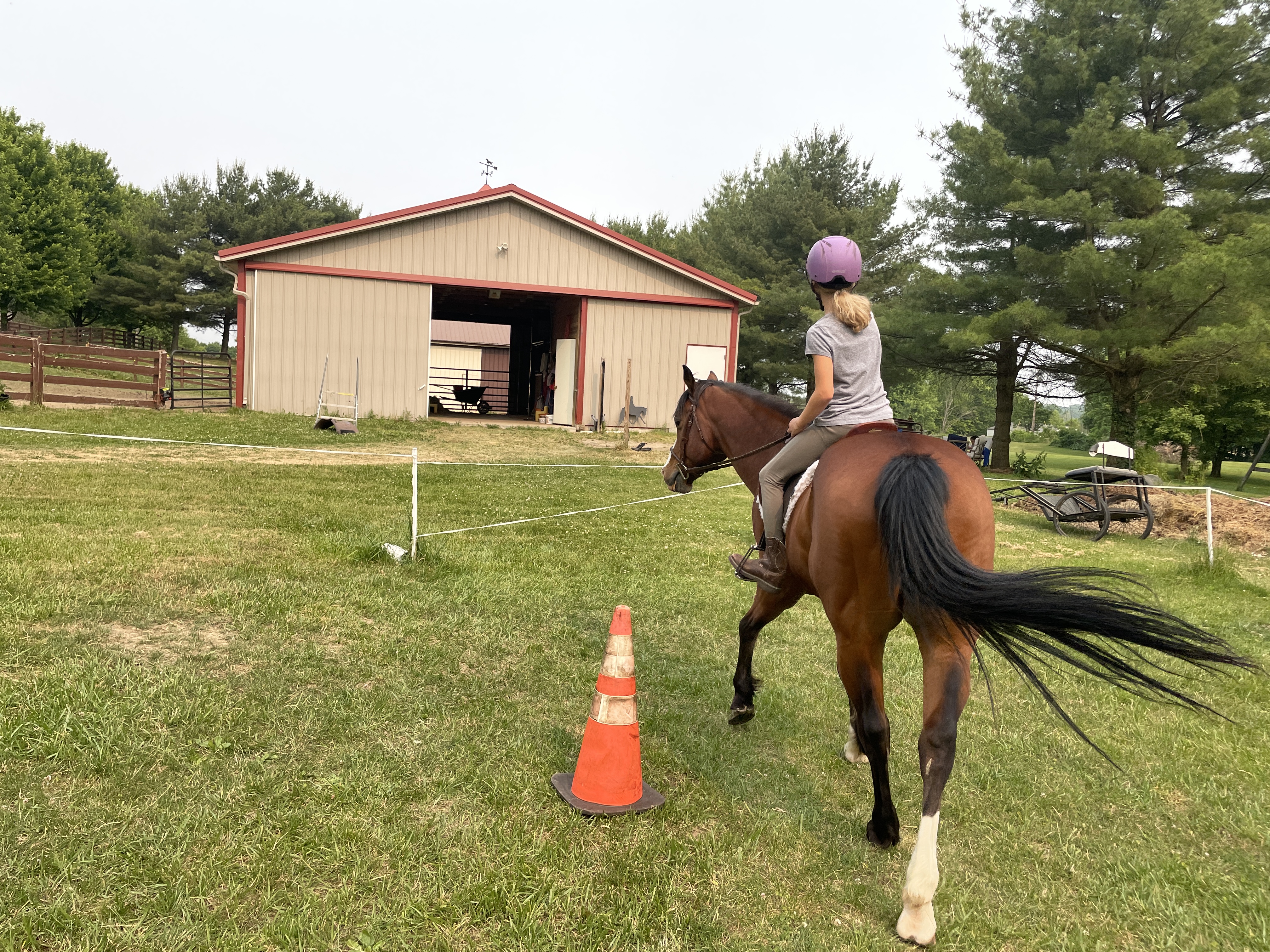 child learning to ride a horse